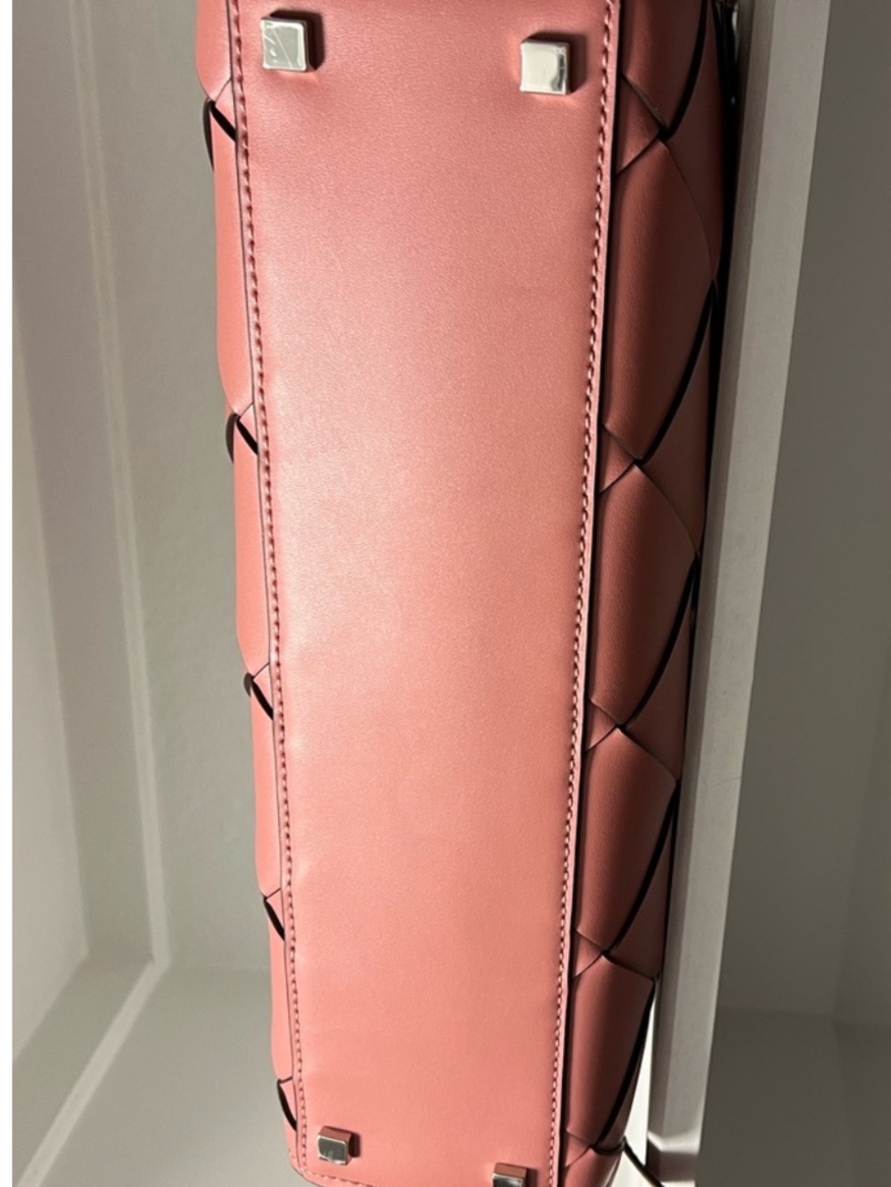 Michael Kors Rose Pink Woven Leather Satchel with Strap - Picture 6 of 6